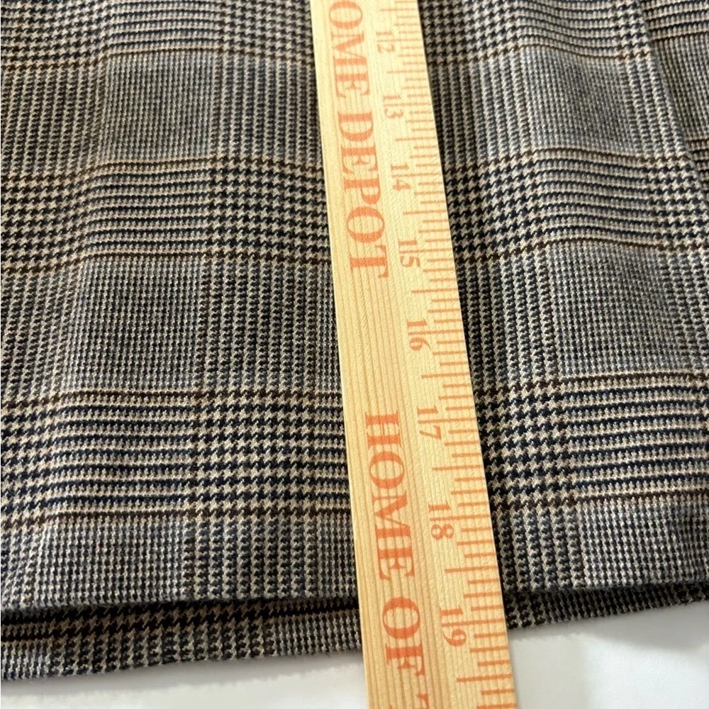 L.L. Bean Cotton Brown Plaid A-Line Mini Skirt with‎ Pockets, Side Buckle Detail